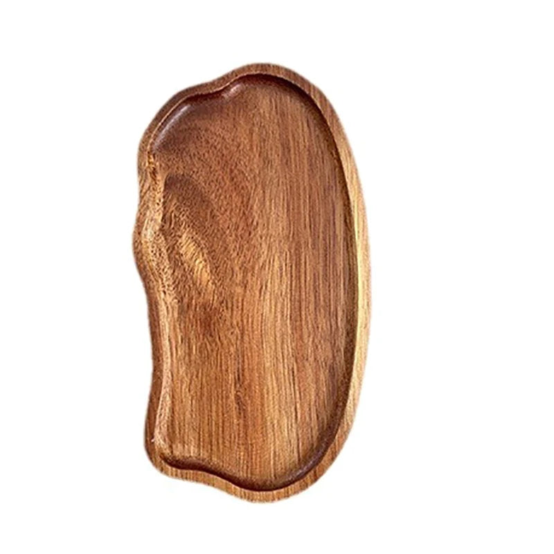 Oval Wood Serving Tray – Solid Wooden Dessert & Breakfast Plate