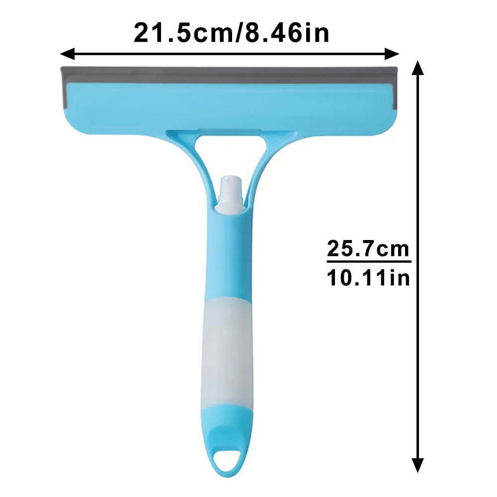 3-in-1 Window Cleaning Squeegee with Spray Bottle & Microfiber Scrubber