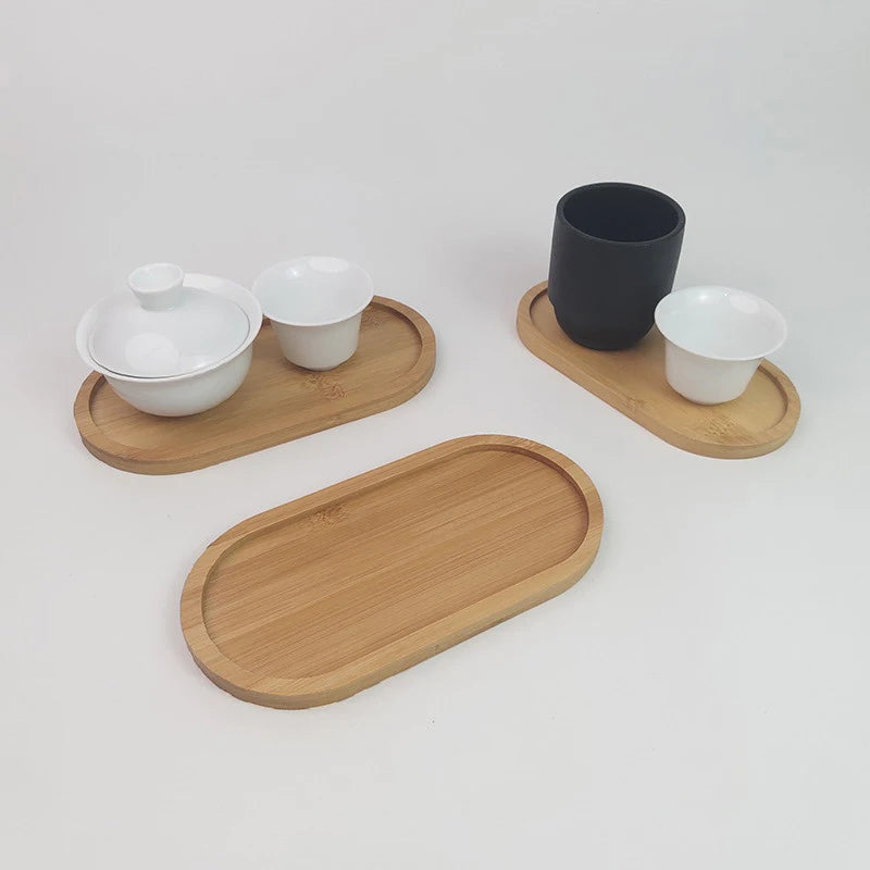 Oval Wood Serving Tray – Solid Wooden Dessert & Breakfast Plate