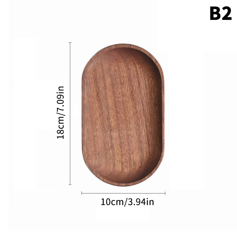Oval Wood Serving Tray – Solid Wooden Dessert & Breakfast Plate