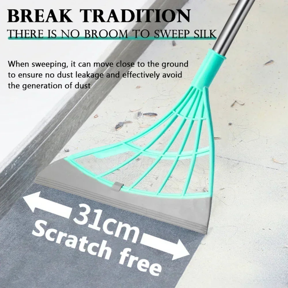 Silicone Rubber Broom & Floor Squeegee – Pet Hair, Water & Dust Remover