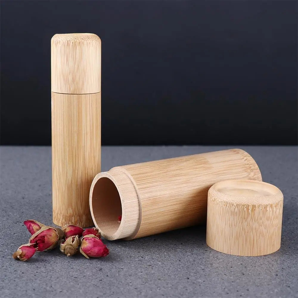 Eco-friendly Jar Portable Tea Canister Lid Handmade Natural Container Round Bamboo natural Storage Box Holder