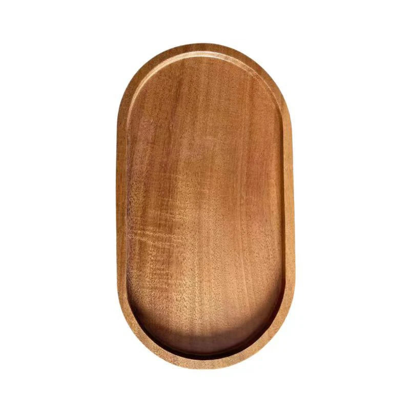 Oval Wood Serving Tray – Solid Wooden Dessert & Breakfast Plate
