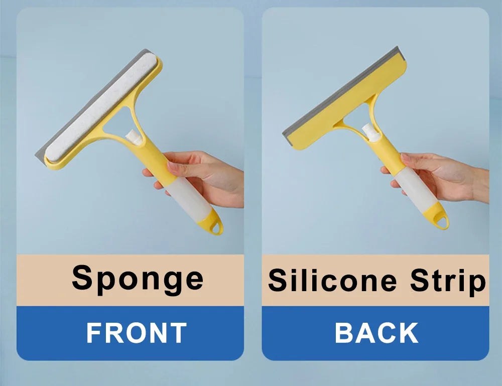 3-in-1 Window Cleaning Squeegee with Spray Bottle & Microfiber Scrubber