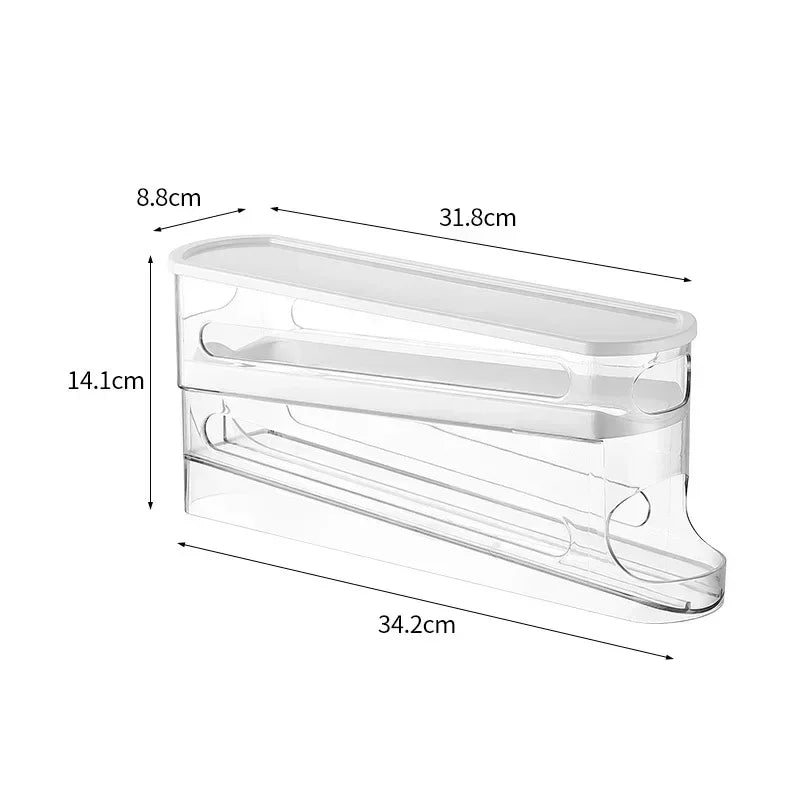 Bilayer Fridge Egg Holder – Auto Rolling Egg Organizer Rack