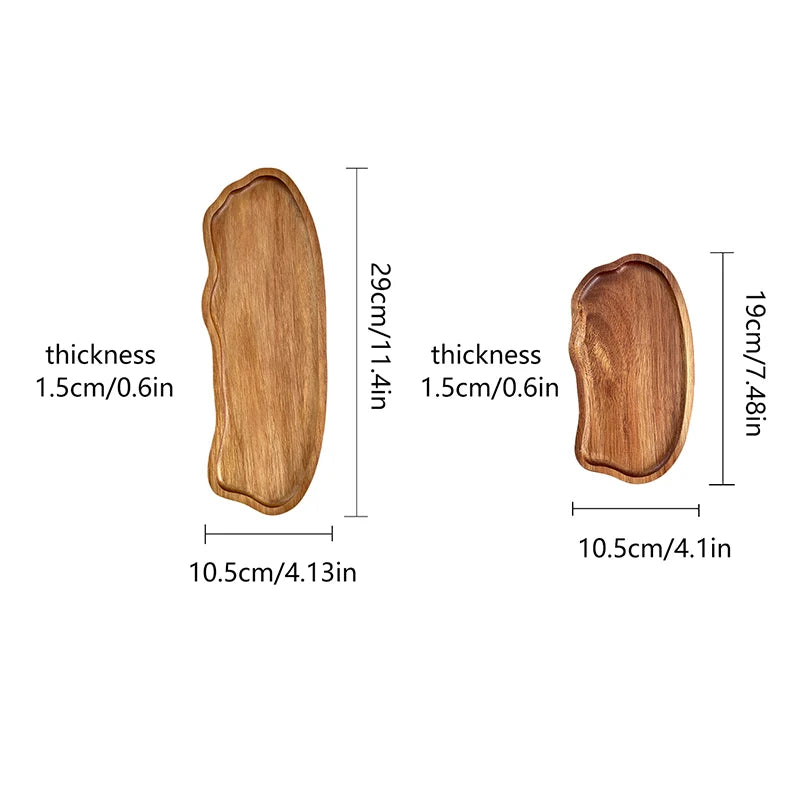 Oval Wood Serving Tray – Solid Wooden Dessert & Breakfast Plate