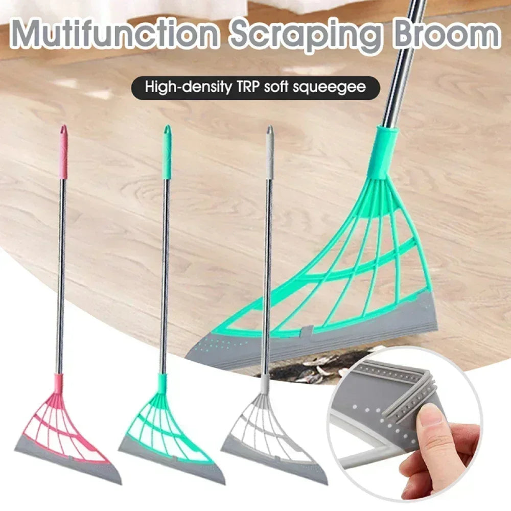 Silicone Rubber Broom & Floor Squeegee – Pet Hair, Water & Dust Remover