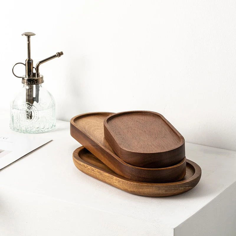 Oval Wood Serving Tray – Solid Wooden Dessert & Breakfast Plate