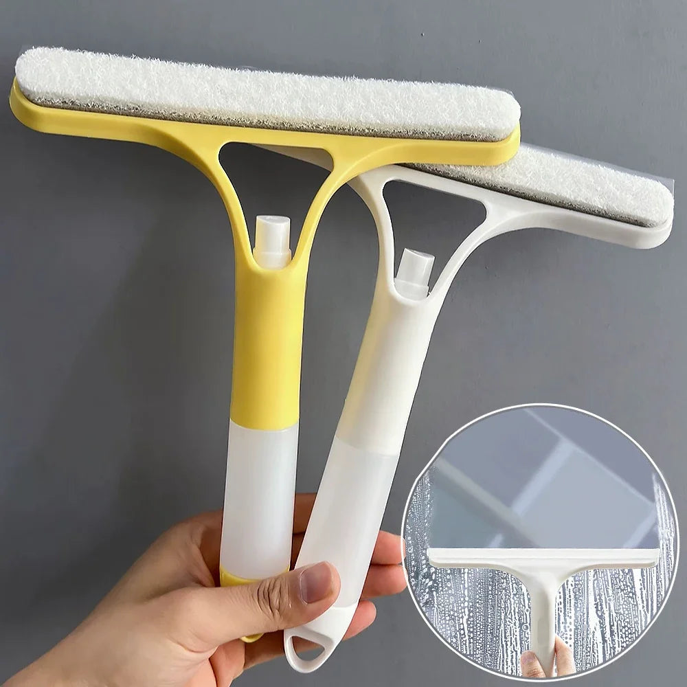 3-in-1 Window Cleaning Squeegee with Spray Bottle & Microfiber Scrubber