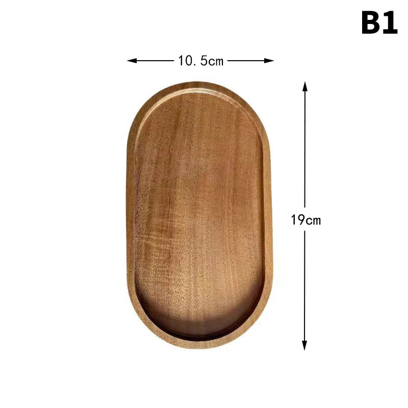 Oval Wood Serving Tray – Solid Wooden Dessert & Breakfast Plate