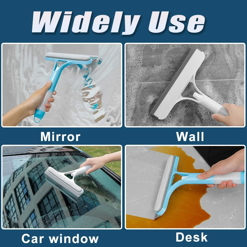 3-in-1 Window Cleaning Squeegee with Spray Bottle & Microfiber Scrubber