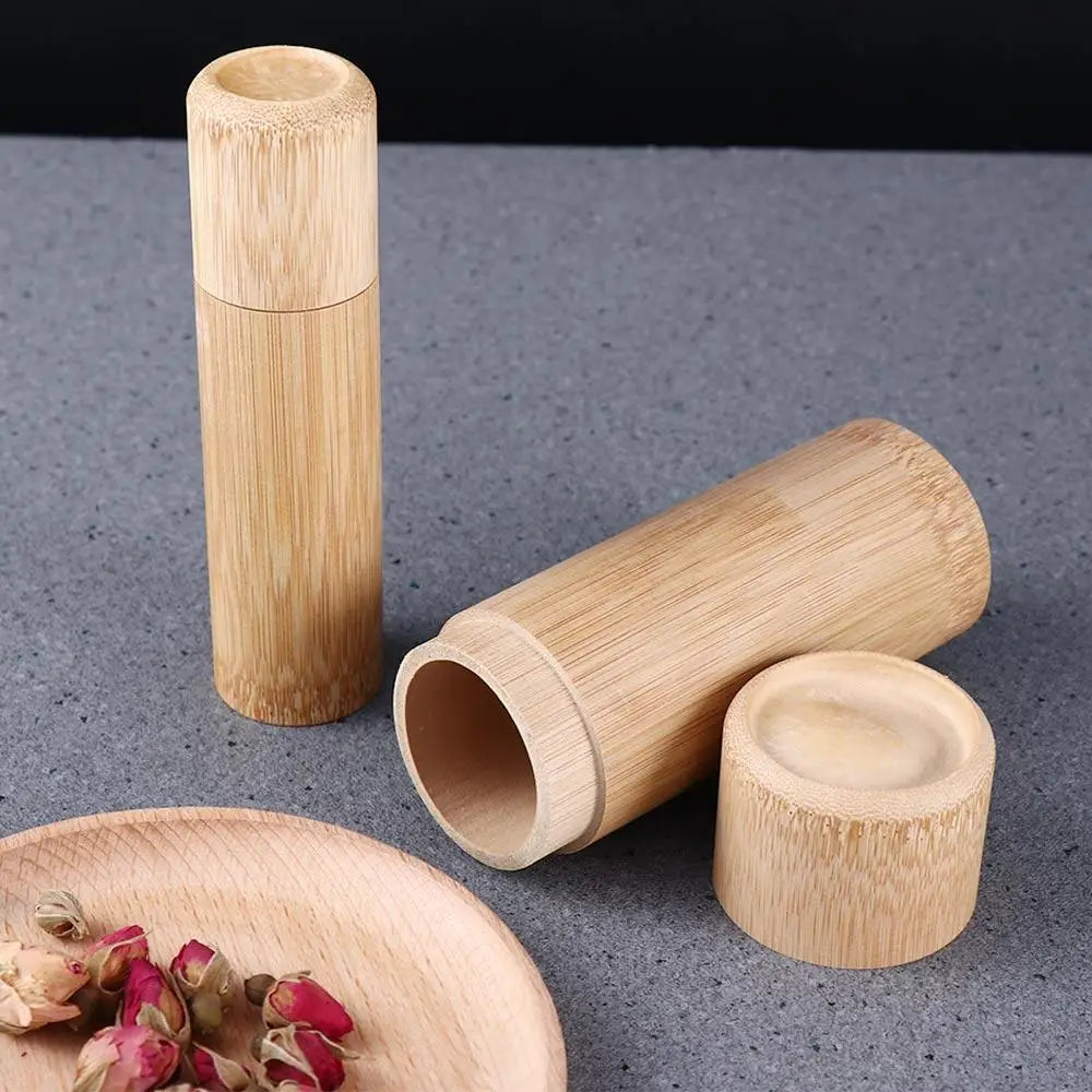 Eco-friendly Jar Portable Tea Canister Lid Handmade Natural Container Round Bamboo natural Storage Box Holder