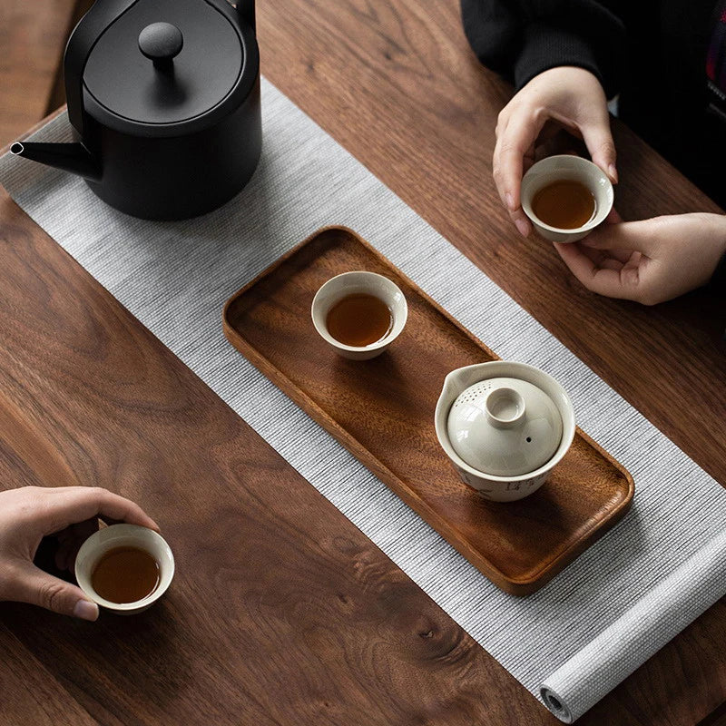 Oval Wood Serving Tray – Solid Wooden Dessert & Breakfast Plate