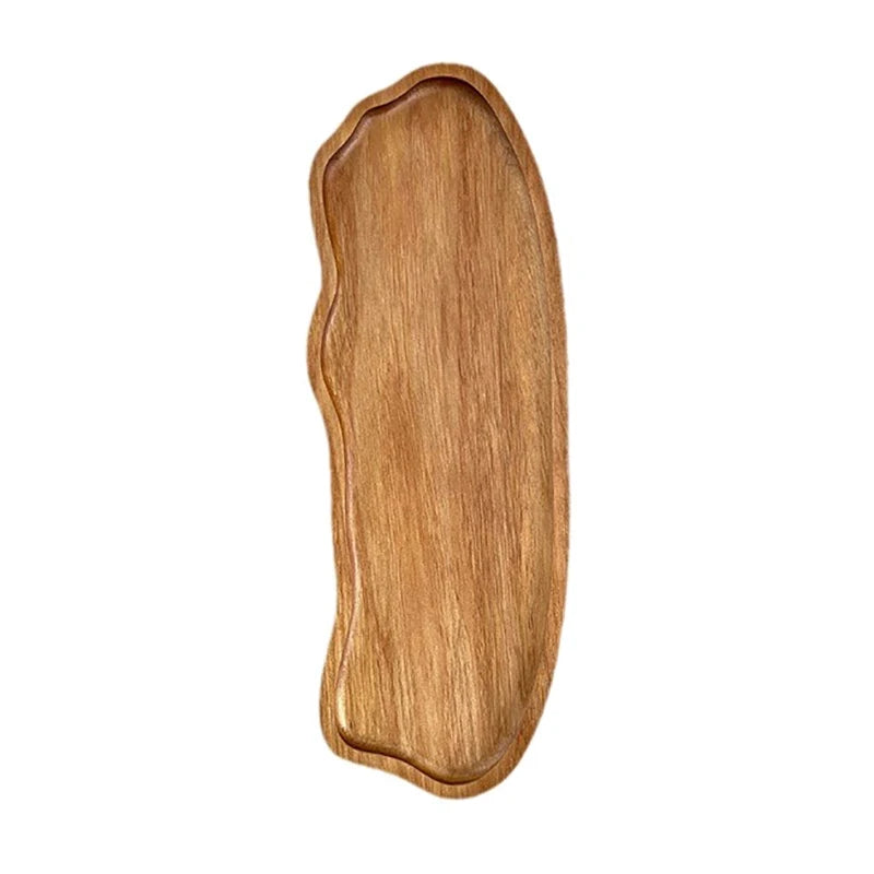 Oval Wood Serving Tray – Solid Wooden Dessert & Breakfast Plate
