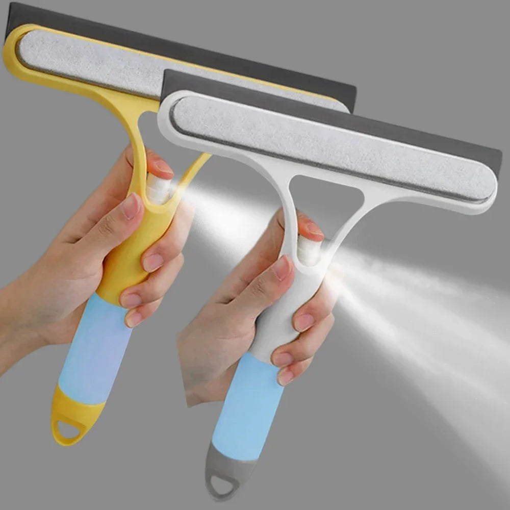 3-in-1 Window Cleaning Squeegee with Spray Bottle & Microfiber Scrubber