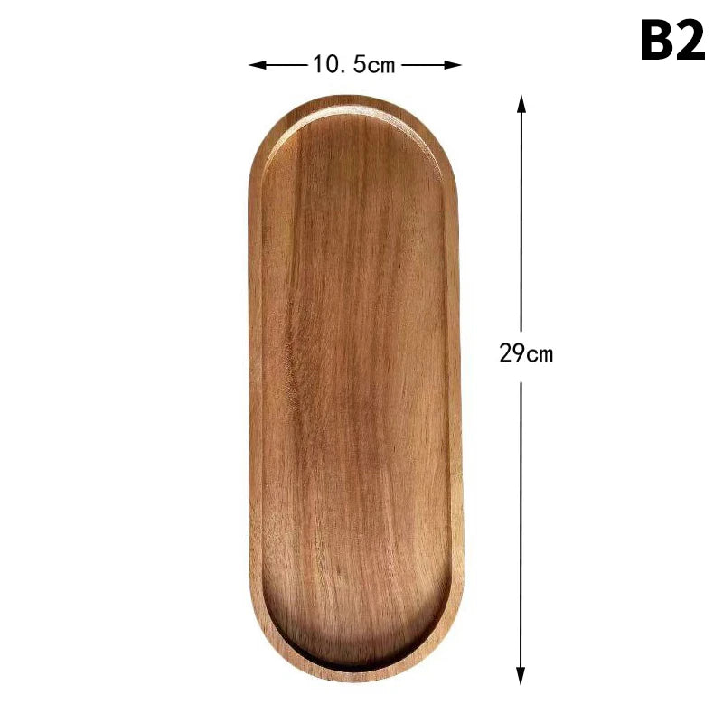 Oval Wood Serving Tray – Solid Wooden Dessert & Breakfast Plate