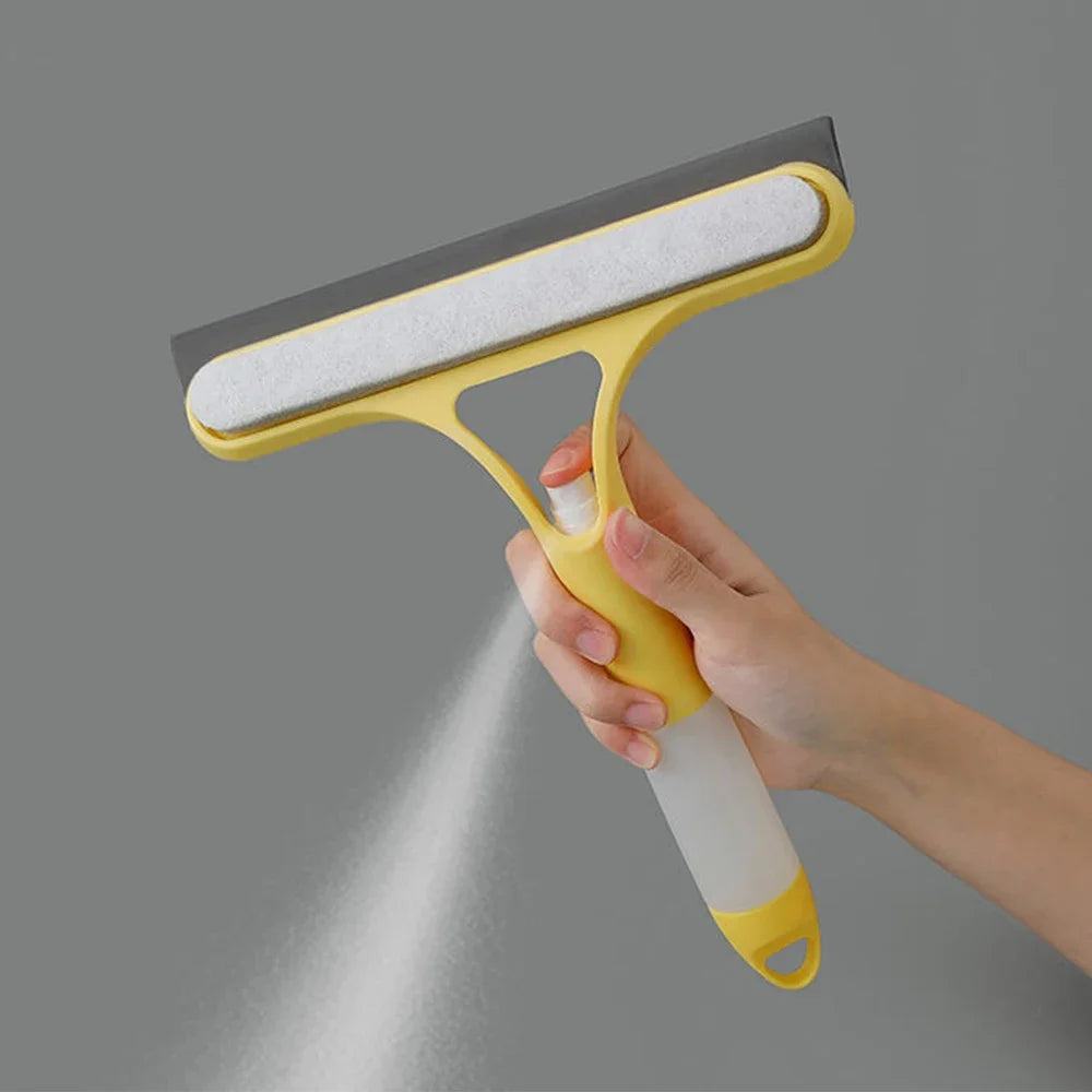3-in-1 Window Cleaning Squeegee with Spray Bottle & Microfiber Scrubber